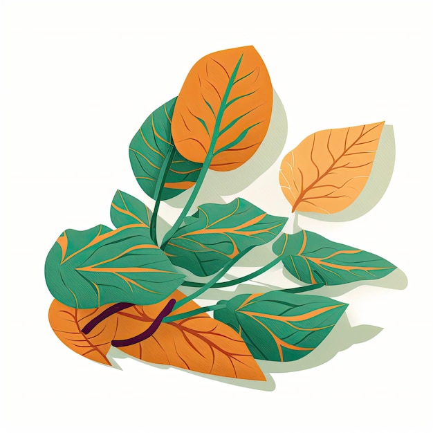 Foto sweet potato leaves vegetable cute playful flat icon by generative ai