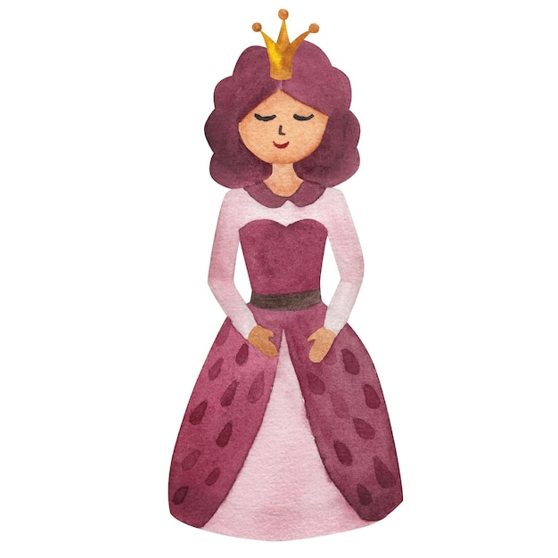 Sweet Princess Aquarell-Element isoliert auf weißem Hintergrund