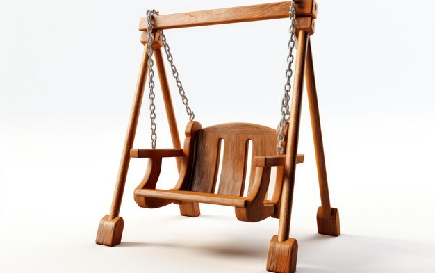 Foto swing de madeira para crianças pequenas com costas altas em fundo transparente branco ou png