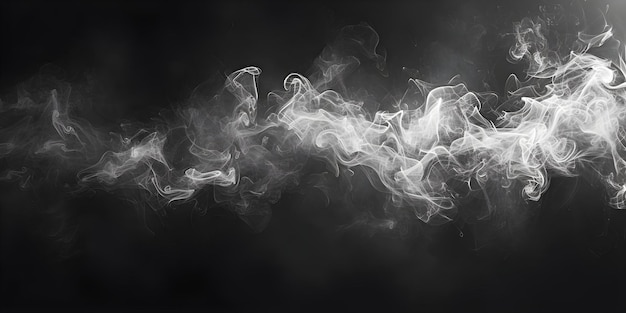 Swirls etéreos de fumaça em misterioso fundo preto Conceito Fotografia abstrata Arte de Fumaça Visões místicas escuras e mal-humoradas