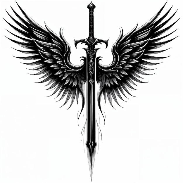 Sword with Angel Wings Emblem