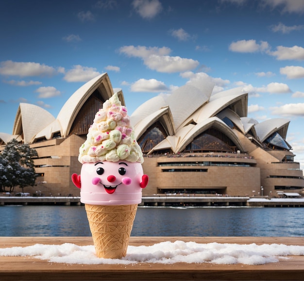 Sydney Opera House com sorvete em casquinha de waffle Austrália