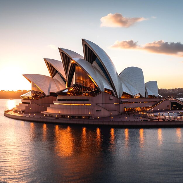 Sydneys Opernhaus ist am Wasser zu sehen