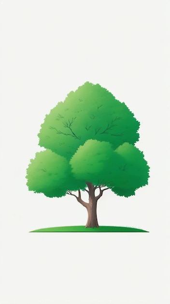 Sylvan Serenity Grüner Baum oder Wald Seitenansicht isoliert auf Weiß