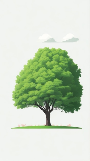 Sylvan Serenity Árvore verde ou vista lateral da floresta isolada em branco
