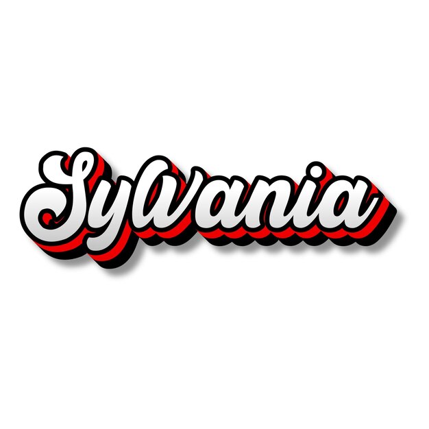 Foto sylvania text 3d silber rot schwarz weiß hintergrund foto jpg