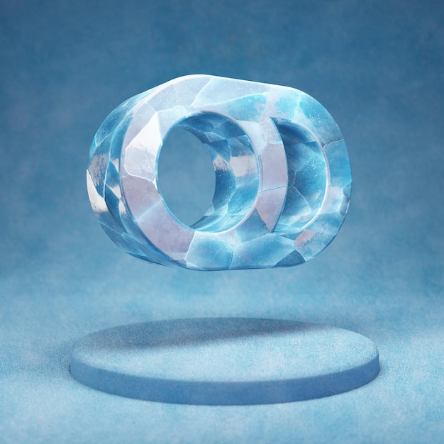 Symbol "Ausschalten". Gebrochenes blaues Ice Toggle Off-Symbol auf blauem Schneepodest. Social Media-Symbol für Website, Präsentation, Designvorlagenelement. 3D-Rendering.