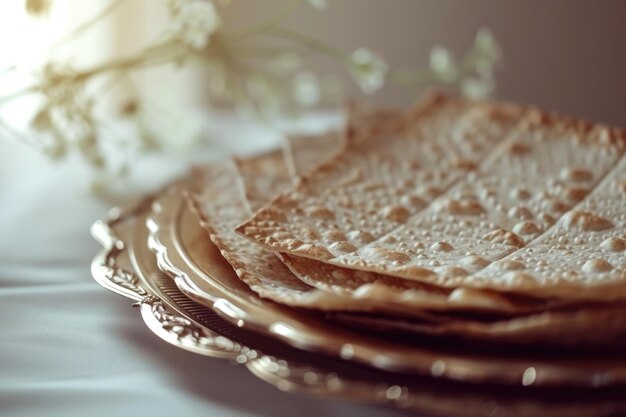 Symbol der Pessachplatte Matzah mit Kipah bei der Pessahfeier