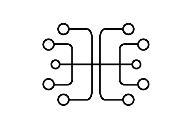 Symbol für die Linie des neuronalen Netzwerks, Website-Symbol für künstliche Intelligenz, schwarzes Zeichen für App oder Web