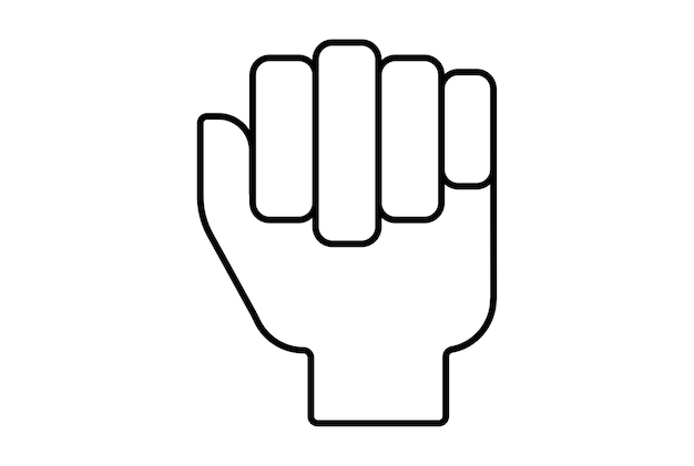 Symbol für die linke Faust, Gestenliniensymbol, Web-App-Zeichen