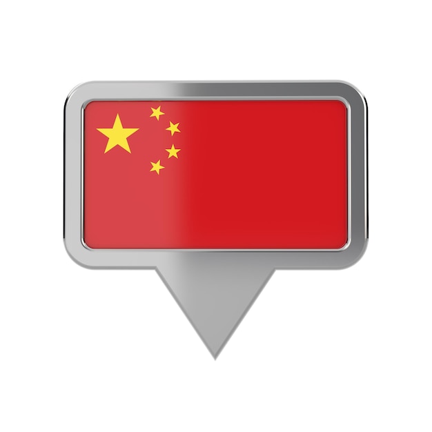 Symbol für die Positionsmarkierung der chinesischen Flagge 3D-Rendering