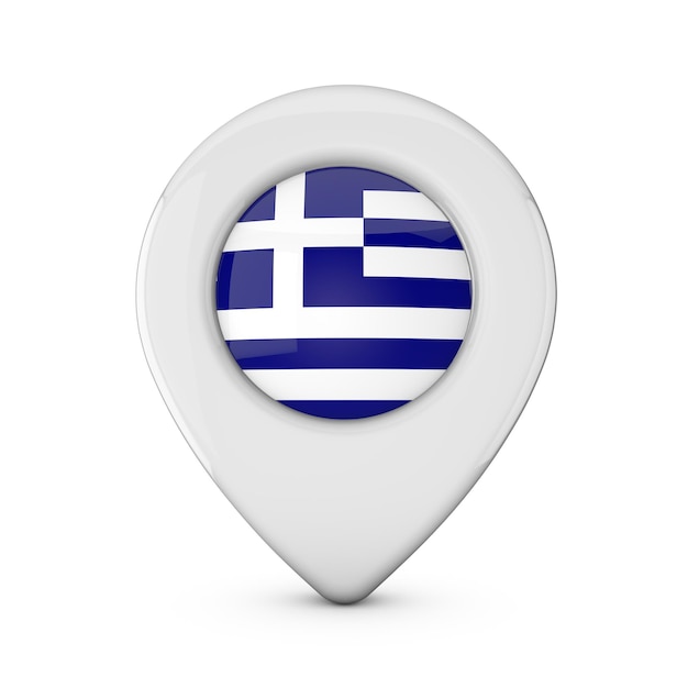 Symbol für die Positionsmarkierung der griechischen Flagge 3D-Rendering