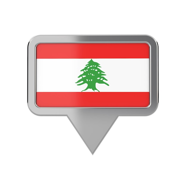 Symbol für die Positionsmarkierung der Libanon-Flagge 3D-Rendering