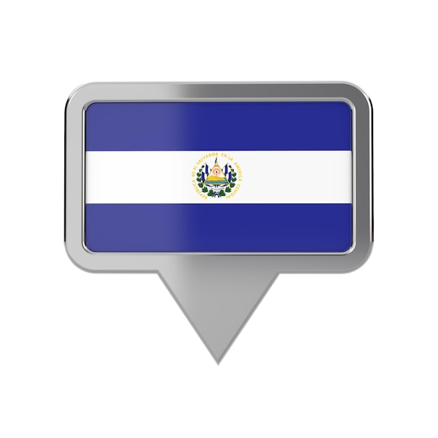 Symbol für die Standortmarkierung der El Salvador-Flagge 3D-Rendering