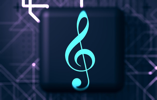 Symbol oder Symbol der Musik Violinschlüssel Konzept der Musik online oder im internetButton oder Cube