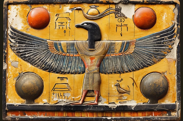 Foto symbolische altägyptische hieroglyphische wandzeichnungen