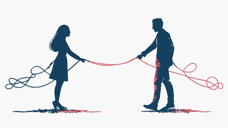 Foto symbolische interaktionskonzept, das mann und frau verbindet