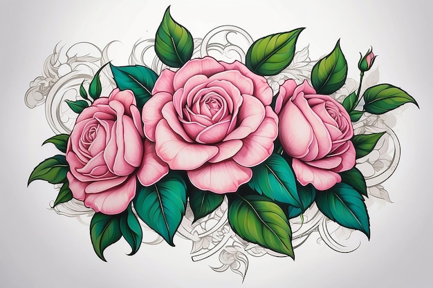 Symbolisches Design des chinesischen Rose-Tattoo-Konzepts