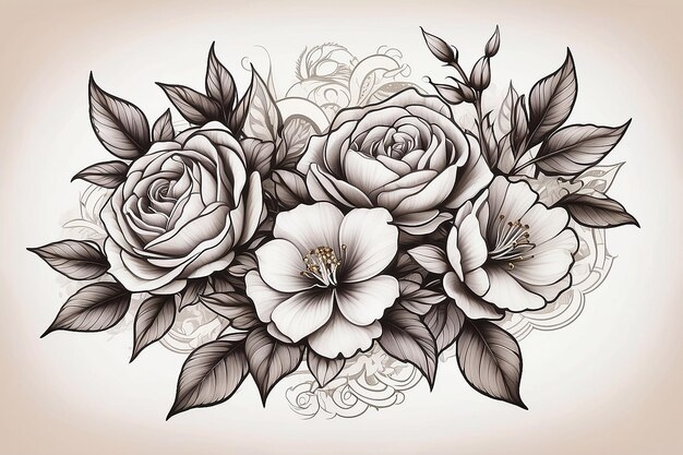 Symbolisches Design des chinesischen Rose-Tattoo-Konzepts