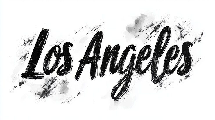 Foto symbolkunstposter der stadt los angeles traditionelle kalligraphie