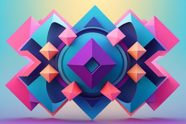 Symmetrische Gradientharmonie Abstrakte 3D-Illustration mit geometrischen Formen