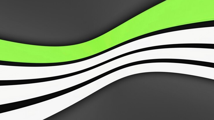 Foto symmetrische weiße und grüne streifen auf grauem hintergrund, platz für text. dreidimensionales bild