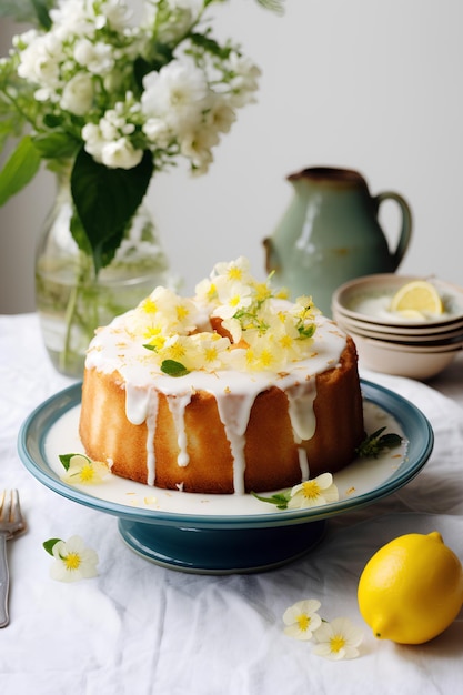 Symphonie Zitronen- und Limettenschalenkuchen in einfacher Frühlingsharmonie