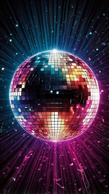 Synthpop- und New Wave-Musik-Disco-Ball-Hintergrund für Clubplakate