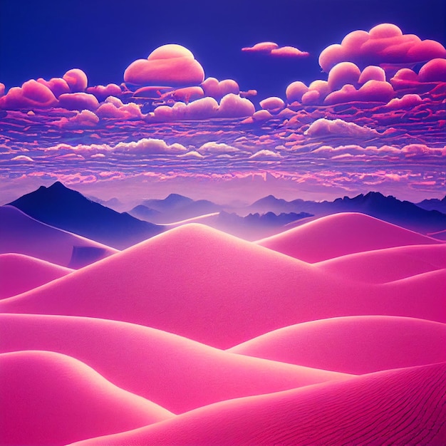 Synthwave-Illustration der Vaporwave-Wüstenlandschaft