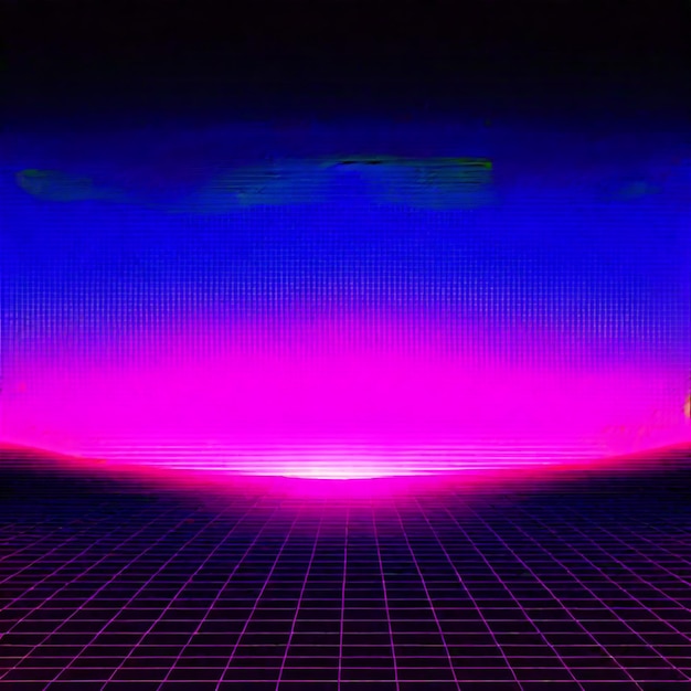 Foto synthwave neon retrowave vaporwave ultrapassar a paisagem de fundo