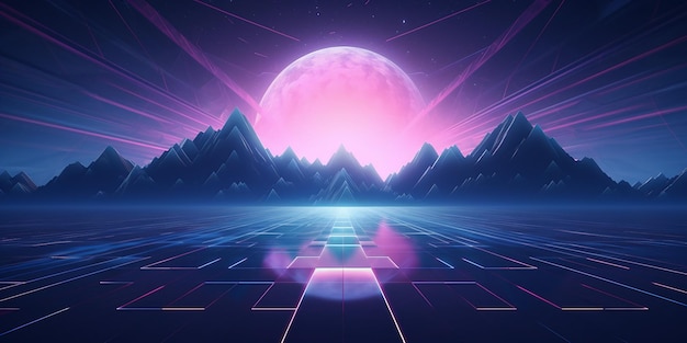 Foto synthwave vaporwave retro wave retrofuturismo tema cyberpunk fundo holográfico abstrato