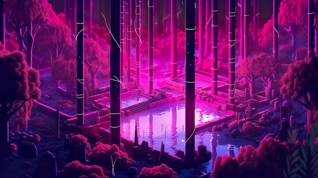 Synthwave-Wald