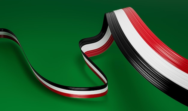 Syrien-Flaggenband auf grünem Hintergrund 3D-Darstellung