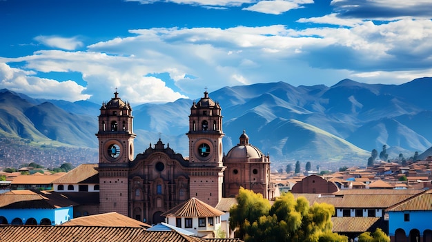 Szene von Cusco, umgeben von den Anden