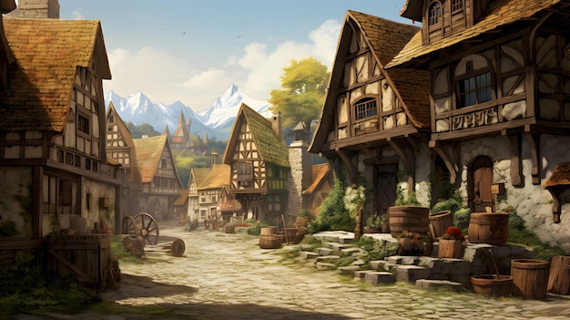 Szenenansicht des Dorfes