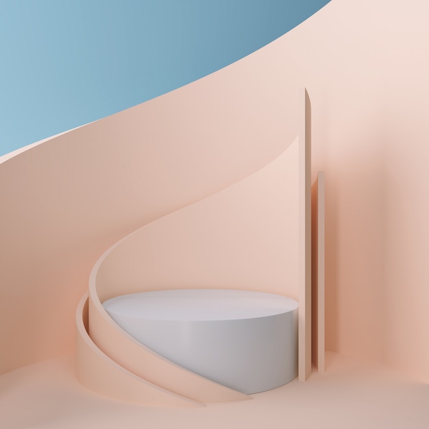 Szenendesign von 3d geometrisch mit modernem unbedeutendem Modell für Podiumanzeige oder Schaukasten, Wiedergabe 3d.