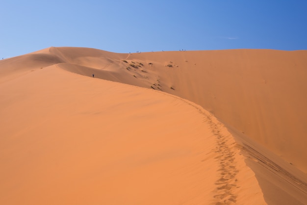 Szenische Kanten von Sanddünen in Sossusvlei, Namib Naukluft National Park. Abenteuer und Erkundung in Afrika.