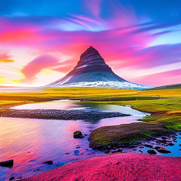 Szenisches Bild von Island Unglaubliche Naturkulisse bei Sonnenuntergang