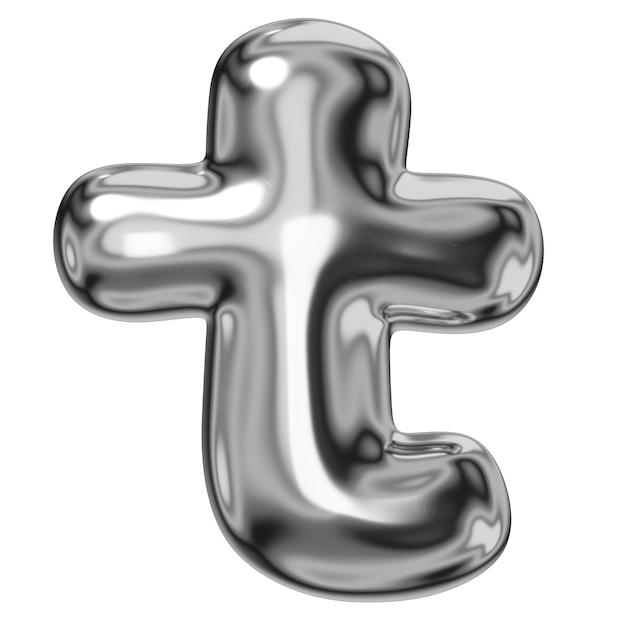 T alfabeto png pegatina 3D cromo metálico diseño de globo fondo transparente