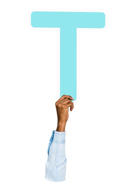 T-Buchstaben png-Handzeichen mit durchsichtigem Hintergrund