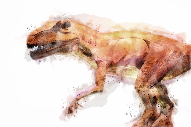 T-Rex-Dinosaurier isoliert auf weißem Hintergrund. Aquarell-Stil.