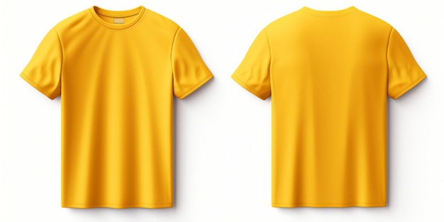 Foto t-shirt amarelo mockup dianteiro e traseiro ia geradora