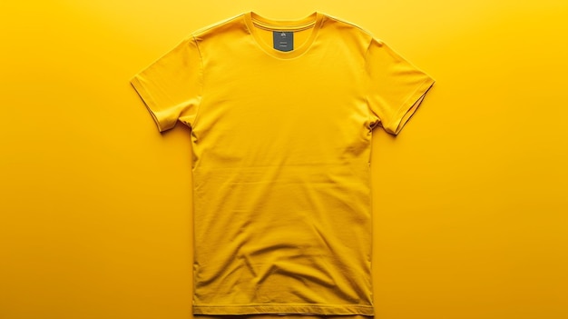 T-shirt amarelo Mockup vazio com desenho de papel de parede de fundo