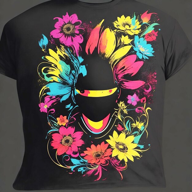 Foto t-shirt arte 1d fondo negro 1 5 vector con sólo 3 colores el estilo de pintura