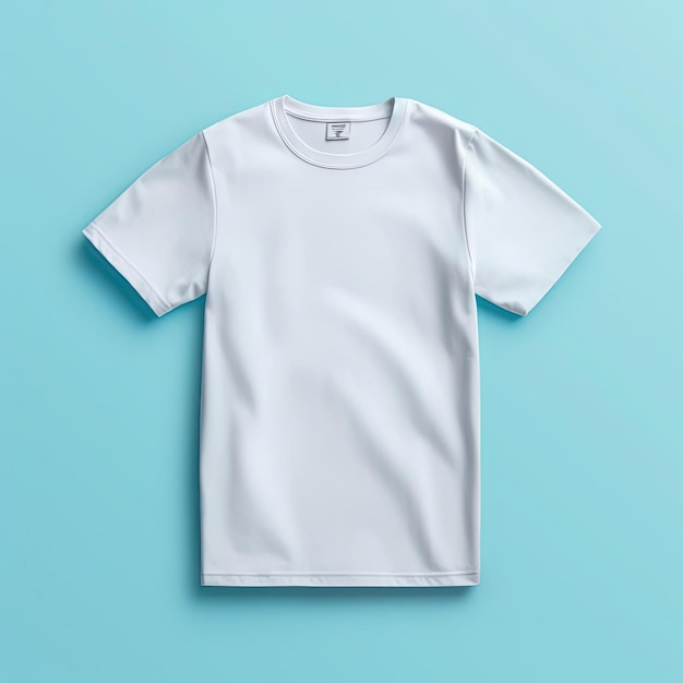 T-shirt branco com fundo azul