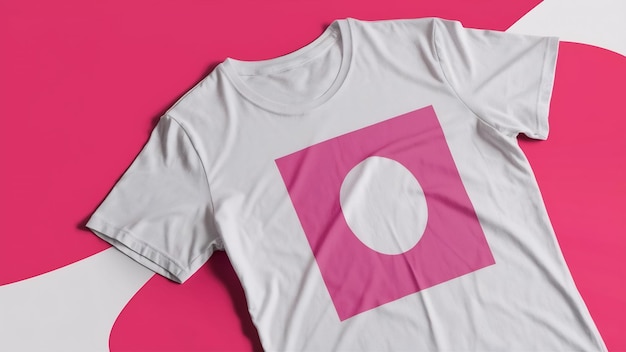 T-shirt branco em branco com espaço para impressão em fundo rosa