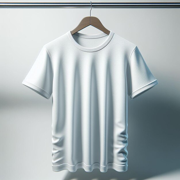 T-shirt branco pendurado na parede para Mockup