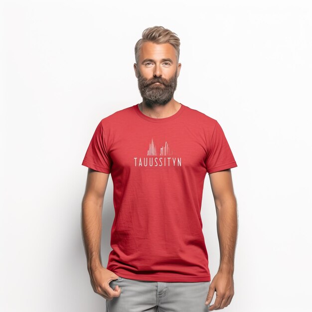 T-shirt colorido Hombre con diseño de camiseta roja verde amarilla con fondo blanco