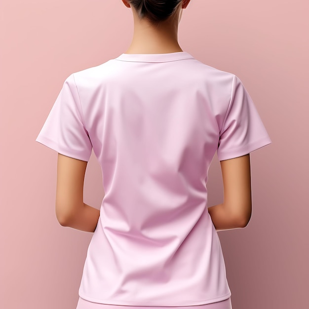 T-shirt de esfregão médico camisa de manga curta usada por um manequim rosa T branco desenho limpo