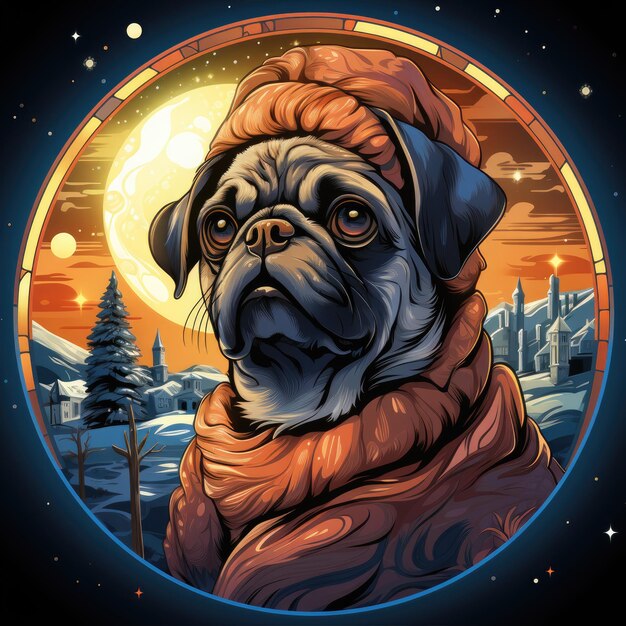 Foto t-shirt de natal pug design generative ai